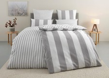 My Home Bettwäsche Sari Seersucke grau 135x200 cm, 80x40 cm