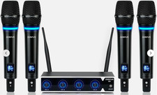 4 Channel Rechargeable Wireless Microphone System Pro UHF Metal Handheld - NEW
