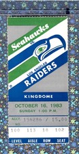 Ticket 10-16-1983 8sacks Seahawks upset Raiders Todd Christensen 152y3TD LoOKy