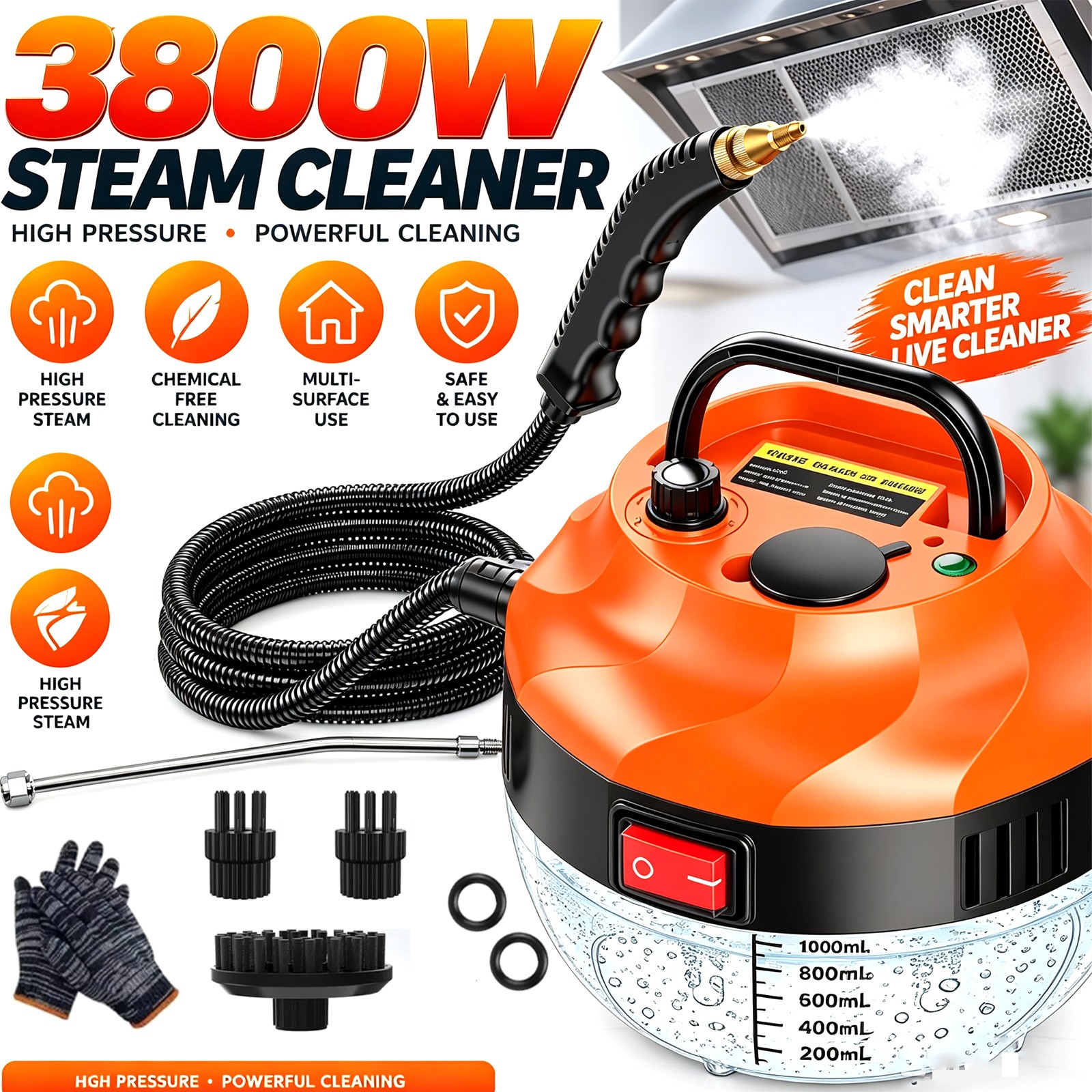 Steam Cleaner 3800W High Pressure Household Car Steam Cleaner Cleaning Machine