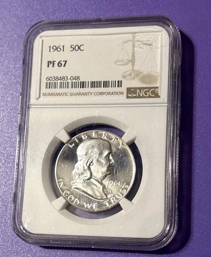1961 Franklin Half Dollar Proof PF67 NGC Silver Coin Brilliant Mirror Finish