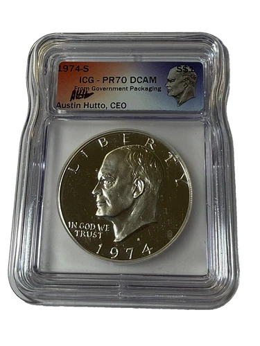 Photo of a 1974-S Eisenhower Dollar Proof from an eBay listing that sold on Jul 21, 2026