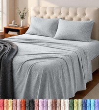 Queen Sheet Set Jersey Knit Sheets 4 Piece   Cotton   Soft T-Shirt Stretchy
