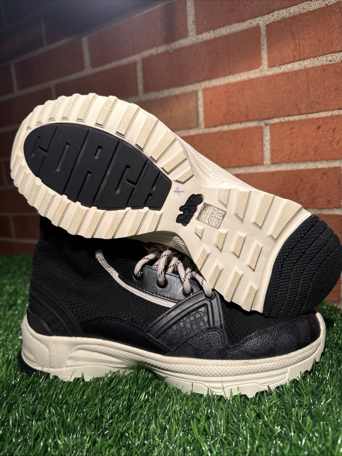 SAOLA Stivali Coach donna neri stringati con suola logo G4708 taglia 8b