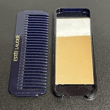 Vintage ESTEE LAUDER Comb Mirror Set Travel Size 5” Blue Purple Compact Purse Sz