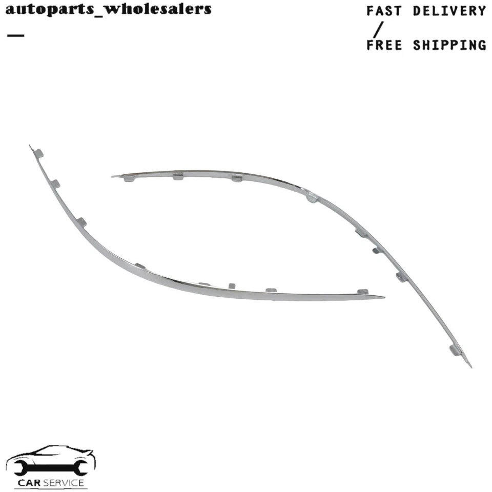 Para Mercedes-Benz E320 E350 E550 2X Parachoques Delantero Moldura Tira Cromada Cubierta de Borde Foto 2 de 4