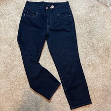 Women's Jag Sz 16 High Rise Slim Ankle Denim Dark Wash Pull-On Jeans Pockets A11