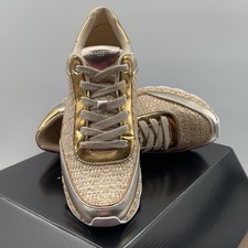 Karl Lagerfeld Paris Miara Gold Metallic Woven Espadrille Sneakers Womens 7.5M