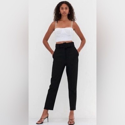 Aritzia Ten by Babaton Supernova Trouser Belted Pant Women 8 Black High Rise