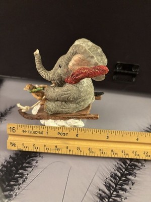 Vintage 2000's Tuskers Elephant Figurine - Christmas Elephant Sleigh ride