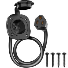 15 Amp AC Port Plug, 125V Power Inlet 15 Amp inlet with 18" Extension Cord