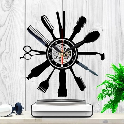 Barbershop Hair Salon Wall Clock Vinyl Record Hair Salon Decor Gift