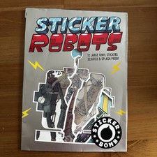 12 ROBOTS Large Vinyl STICKERS Scratch and Splash Proof by Laurence King  NEW