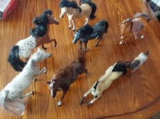 Lot of 8 PLASTIC Collectible HORSES 4" UP TO 8" TALL
