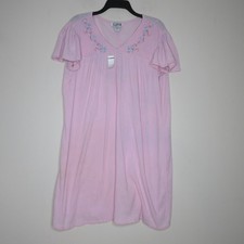Saybury Women's Vintage Short Sleeve Pink Cotton Knee Length House Dress M B73