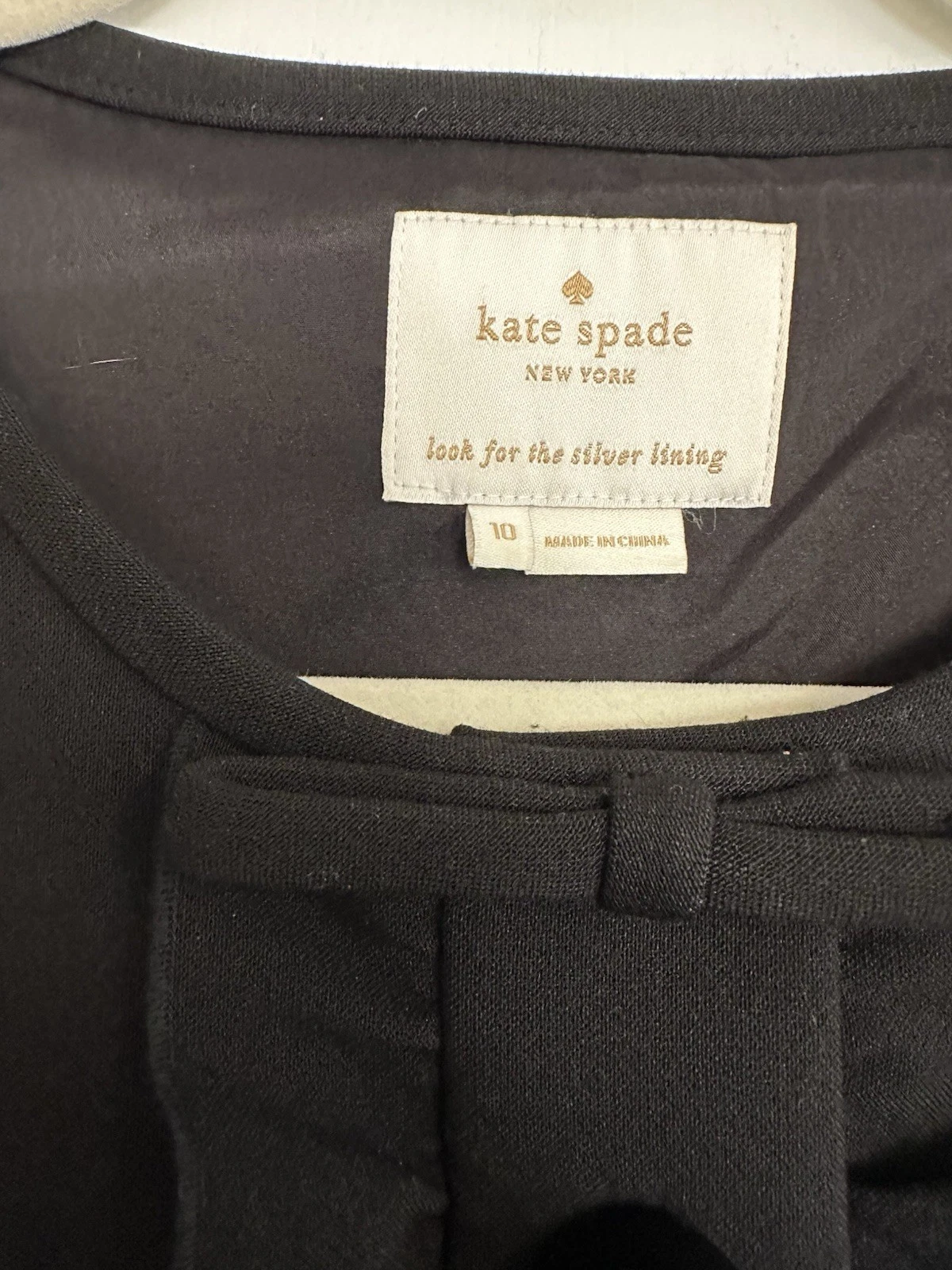 Abito Kate Spade New York nero ponte con volant taglia 10