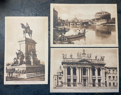 3 Vintage Roma Italy Postcards Giuseppe Garibaldi S Giovanni Veduta del Tevere
