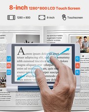 Portable Digital Magnifier, 8-inch Touchscreen Electronic Video Magnifier for Lo