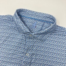 Johnnie O Featherweight Polo Shirt Mens XL Blue All Over Print Short Sleeve UPF