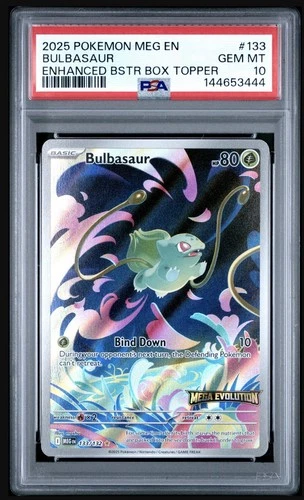 PSA 10 Bulbasaur 133/132 Pokemon Mega Evolution Stamped Box Topper Promo