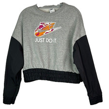 Nike Just Do It Gray Pullover Sweatshirt Size Small Oversized