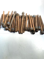 Wood Bobbins Quills Reclaimed Industrial 8" WTH STAPLES, lot of 30