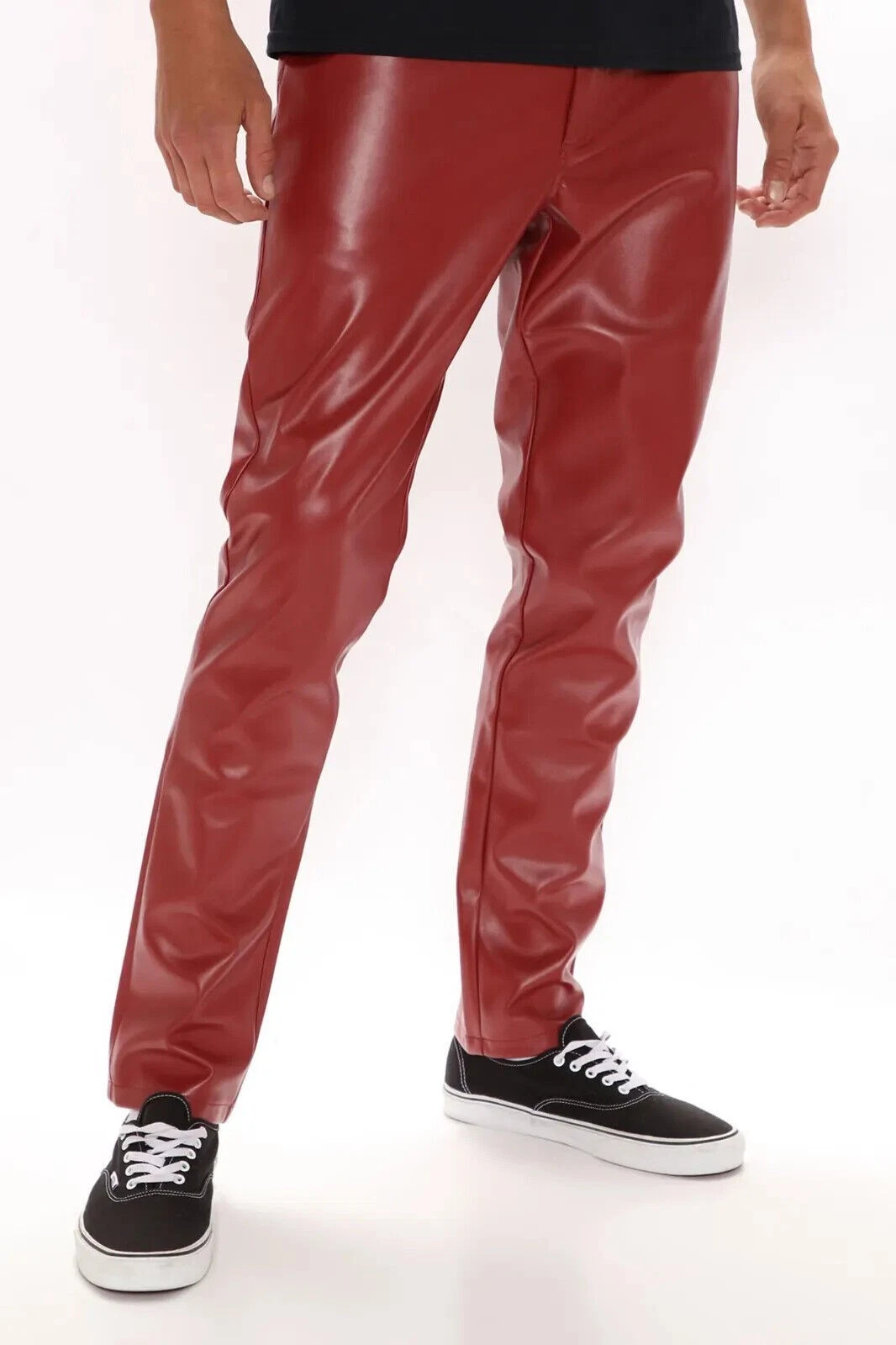 Men's red leather Trousers Pant Biker Style Skinny Fit real Leather Pants