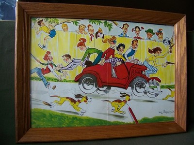 Vintage framed Cartoon Center Spread from 1955 ''Modern Cartoon'' #24Hal Rasmusson