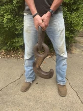 BIG A-- Steel Industrial Hoist Hook w/Chain Link, Drop Forged 50+ lbs. ACCO