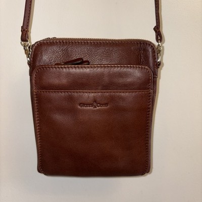 GIANNI CONTI Italy Brown Smooth Leather North/ South Crossbody Bag