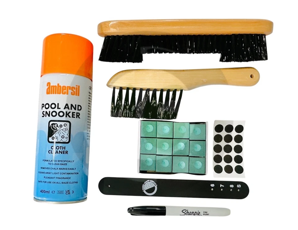 Pool Snooker Billiards Table Cloth Cleaning Valet Kit Cloth Cleaner with Brushes - Image 1 of 1