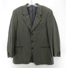 VTG Armani Mani Sport Coat Men 42 Green Blazer Silk Wool Tweed Italy 3 Button 