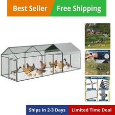 Large Metal Chicken Coop with Cover,120" 40" 40" Portable Poultry Cage Walk i...