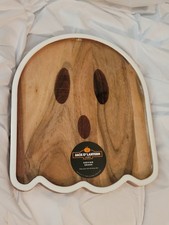 Ghost Wooden Serving Board Halloween Tray 13.5 X 11 NWOT