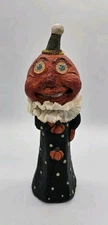Debra Schoch Halloween Paper Mache JOL Pumpkin Clown 11¾"