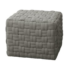 SVITA POPPY Hocker Sitzpouf geflochten Sitzhocker Fußhocker für Sessel Grau