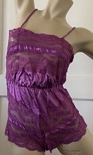 Vintage Texsheen Purple Nylon Teddy One Piece Snap Crotch Lingerie size Small/P