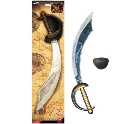 Piraten Kostüm Cutlass Spielzeug Schwert 46 cm & Augenklappe von Smiffys