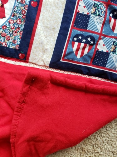 Handmade Toddler Baby Blanket Throw Red White Blue Americana Patriotic Hearts - Picture 4 of 9