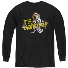 Beetlejuice Kids Long Sleeve Shirt Its Showtime Black Tee
