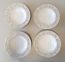 Cuencos de sopa Noritake Nippon Toki Kaisha 4 bordes, DOVER, flores azules, borde dorado