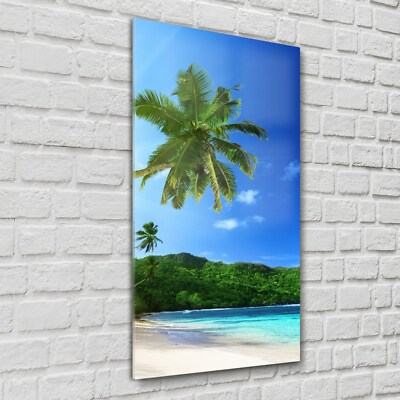 Glasbilder Wandbild Glasfoto Strand im auf der Insel Mahe den Seychellen 60x120