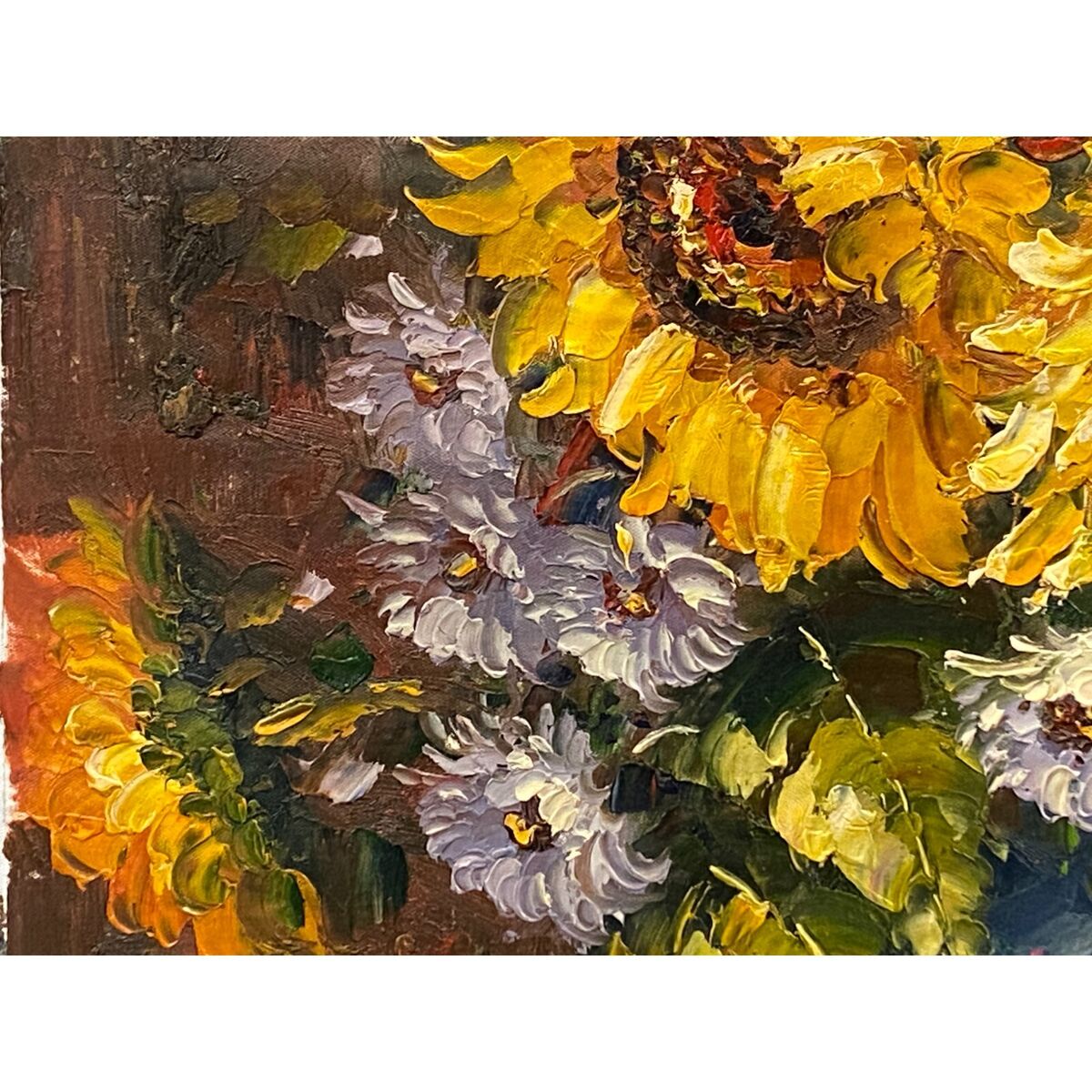 Impasto Oil Paint Canvas Art Sunflowers Blue Vase Scroll Painting ws3421S Impasto Oil Paint Canvas Art Sunflowers Blue Vase Scroll Painting ws3421S