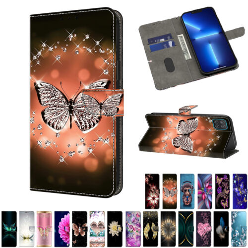 For Samsung Galaxy A03s A24 A25 A14 Patterned Flip Wallet Stand Phone Cover Case - Afbeelding 1 van 32