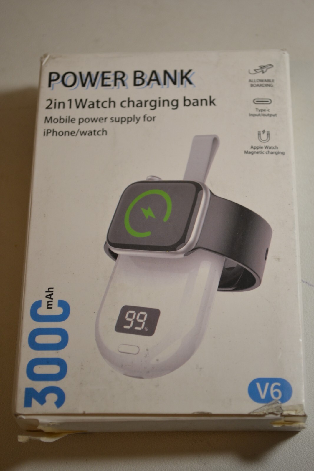 Power Bank 2 in 1 Watch Charging Bank Mobile Power Supple for phone/watch V6-image