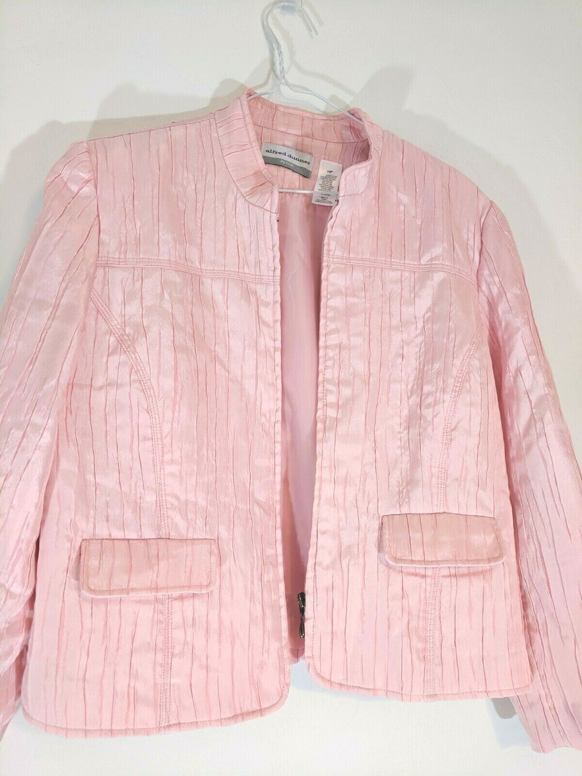 ALFRED DUNNER PETITE JACKET Pearly Pink 10P Pockets Textured VERY PRETTY EUC 10 image 2