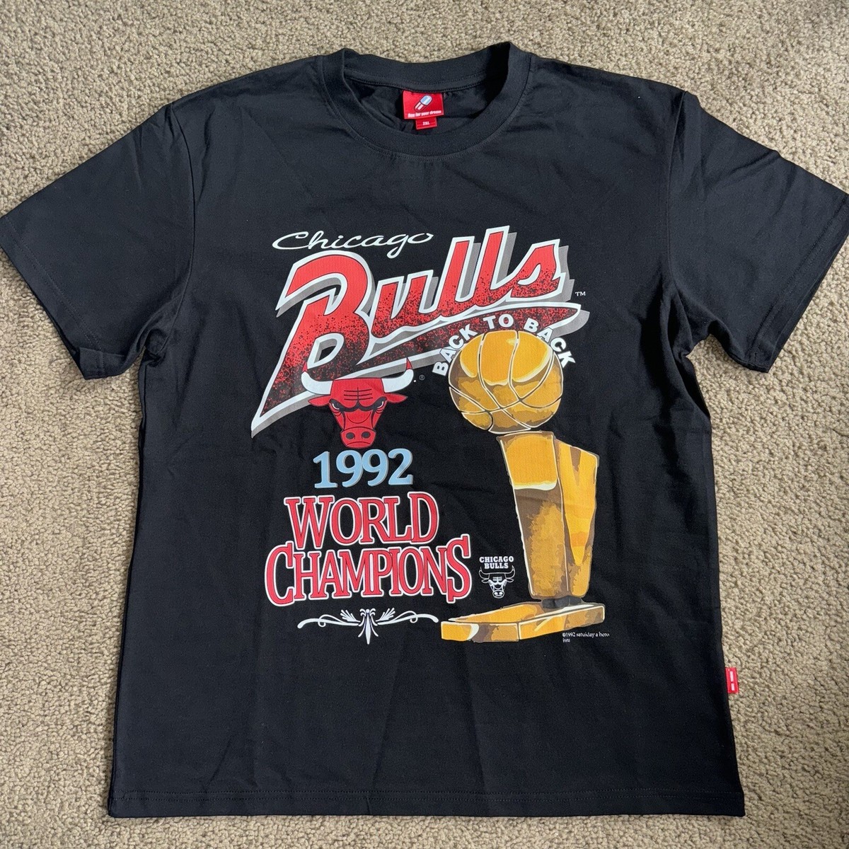 Chicago Bulls NBA 1992 Champions T Shirt Black Size Large Chicago Bulls NBA 1992 Champions T Shirt Black Size Large