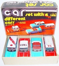 China MF-946 FORD  CHEVROLET EMERGENCY  TAXI CAR Tin Friction Toy GIFT SET 80