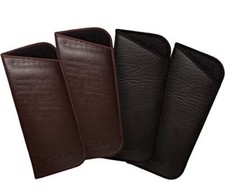 Calabria PU Flat Soft Eyeglass Case 4 PACK-2 Black  2 Brown Syn.Leather NO CLIP