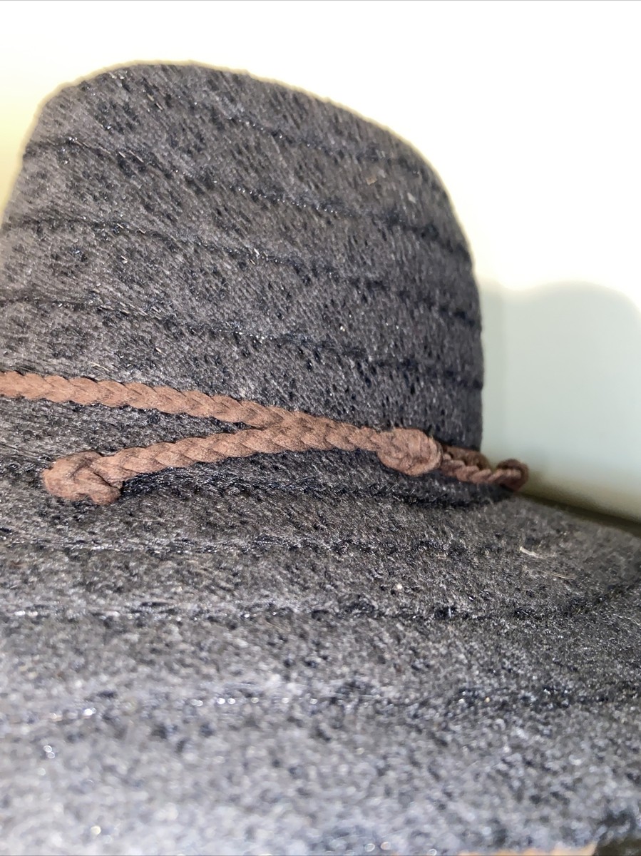 New Free People Hat Black Western Wide Brim Lace Brown rope  display picture 2
